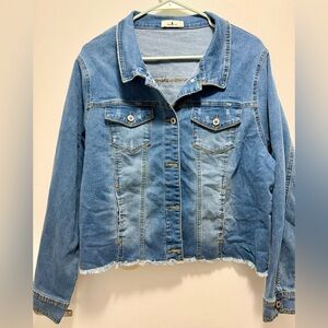 Light Blue Distressed Denim Jacket - Classic Jean Jacket